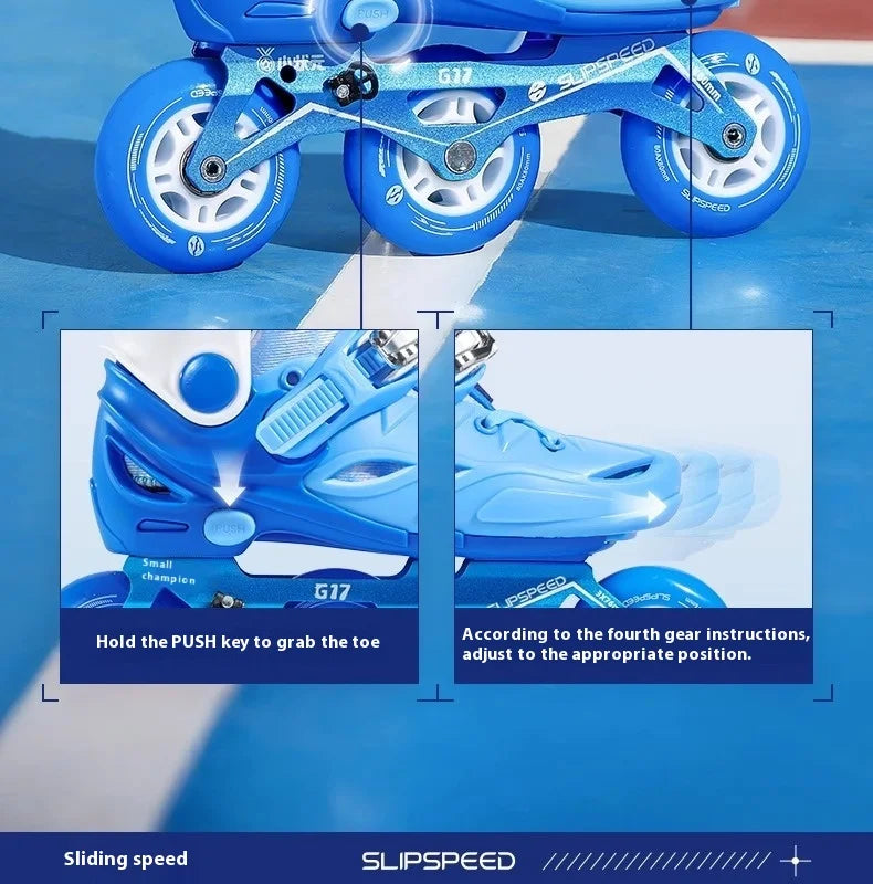 JINGYU G17 Professional Speed Skate Shoes for Kids Outdoor Beginners In-Line Roller Skates PU Wheel Adjustable 6000 Bearing for