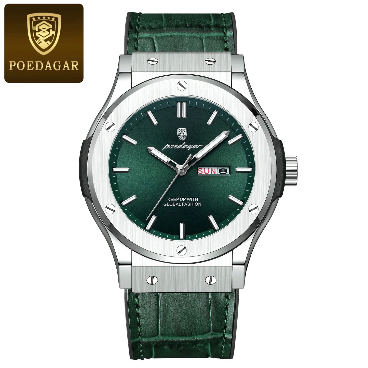 POEDAGAR 952 Brand Name Popular Man Quartz Watch clear Silicone Strap Waterproofing Week Display Simple Business Watch Supplier