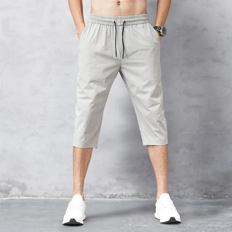 Male Bermuda Board Quick Drying Beach Black Men's Long Shorts Men's Shorts Summer Breeches 2025 Thin Nylon 3/4 Length Trousers