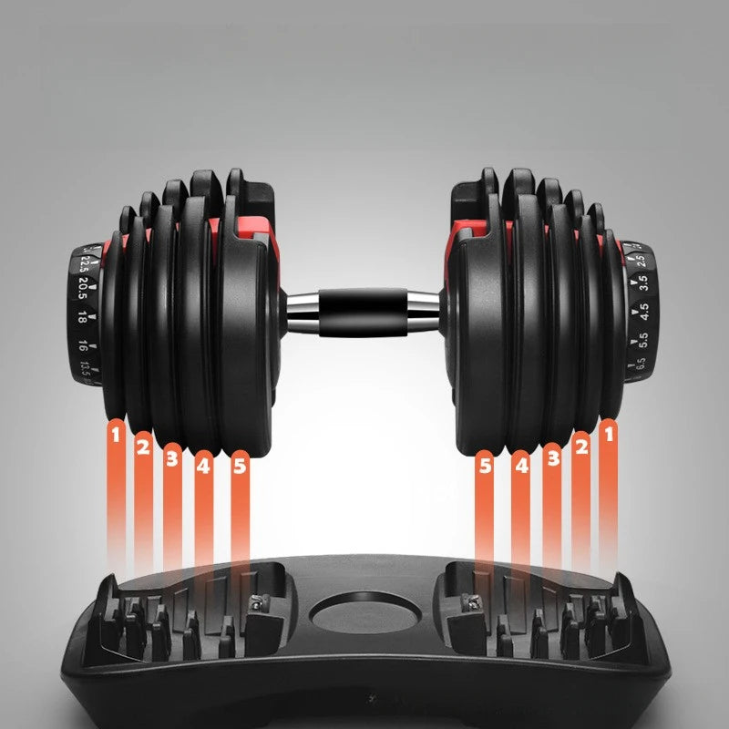 25lb/40lb/55lb/60lb Anti-Slip Metal Fast Adjust Weight Handle Adjustable Dumbbells Set for Exercise & Fitness