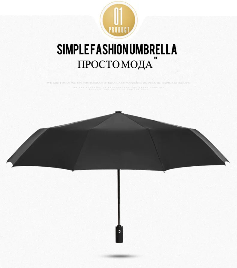 Double-layer Automatic 10-bone Rain and Sun Umbrella Windproof Sunscreen Rain and Sunshine Dual-use Business Folding Umbrella