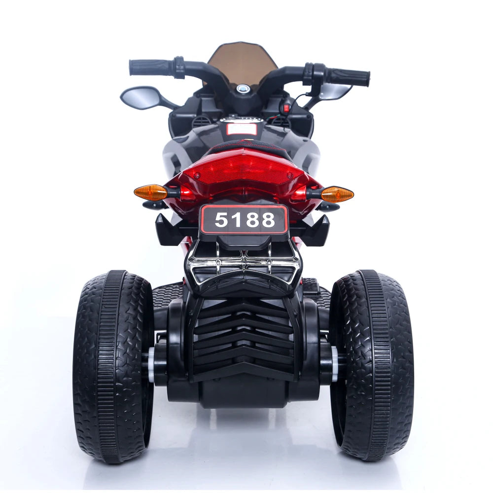 Ride-On Scooter 3-Wheels Battery Powered Motorbike Rechargeable Manual Throttle Drive by Hand Lighting Wheels Kids Motorcycle