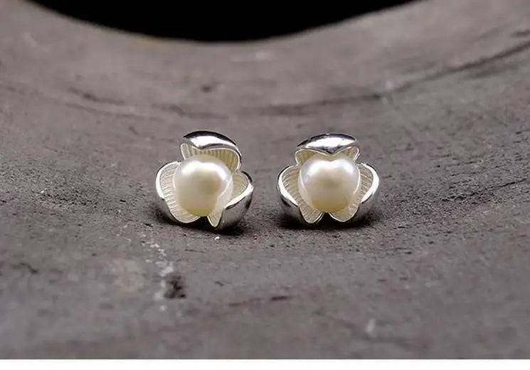 New Hot Fashion 925 Sterling Silver Clover Pearl Earrings for Women Girls Gift Fashion Statement Jewelry