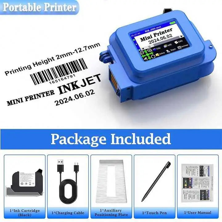 Portable Mini Inkjet Printer Wireless Connection Logo Tattoo Mini Machine for Multi-Purpose Printing Gift Cards Provided