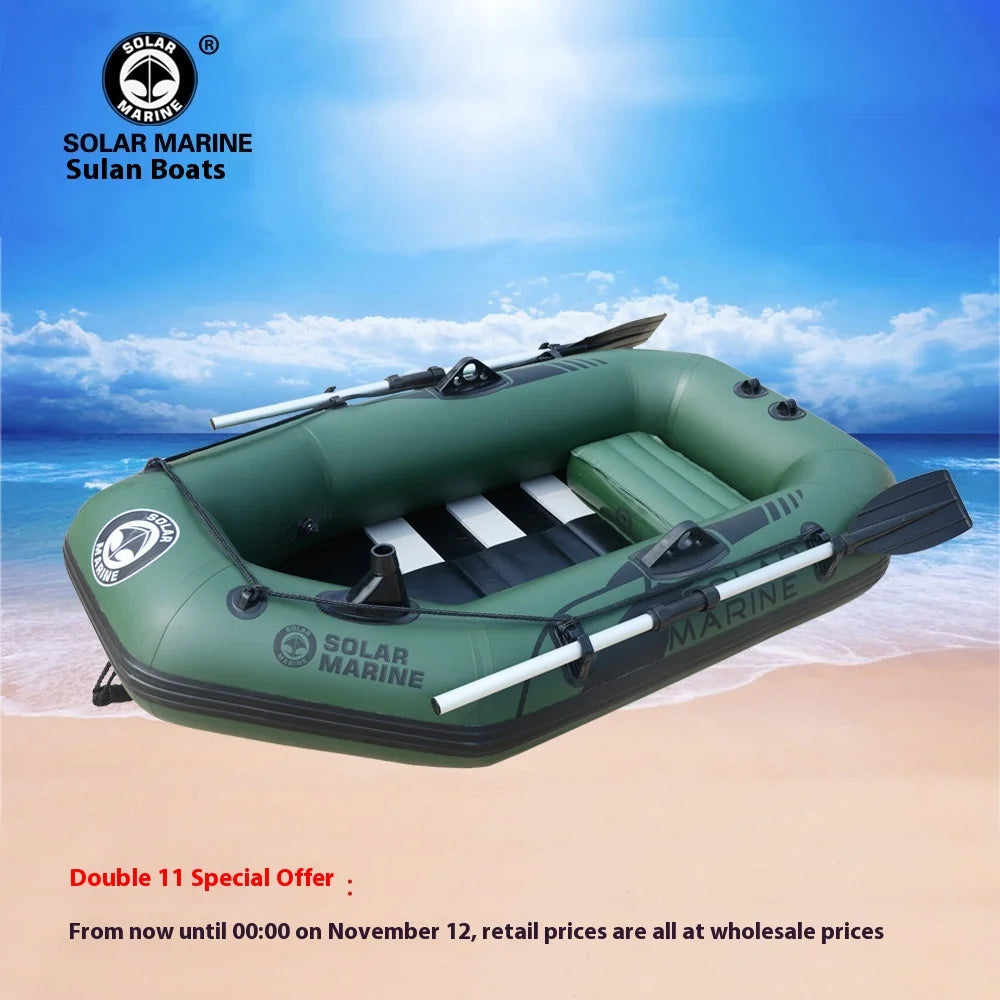 B1200 Solar Marine Inflatable Boat with Flat Bottom PVC Net Fishing Rubber Boat for Drifting Outdoor Activity