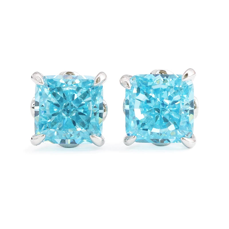 18K Gold Plated High Carbon Diamond Stud Earrings Classic Style Ice Crushed CZ Stobnes S925 Radiant for Anniversaries