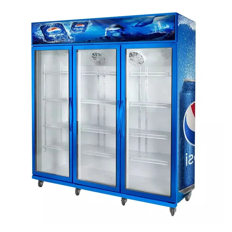 3 Glass Door Cold Drink Commercial Beverage Cooler Fridge for Supermarket