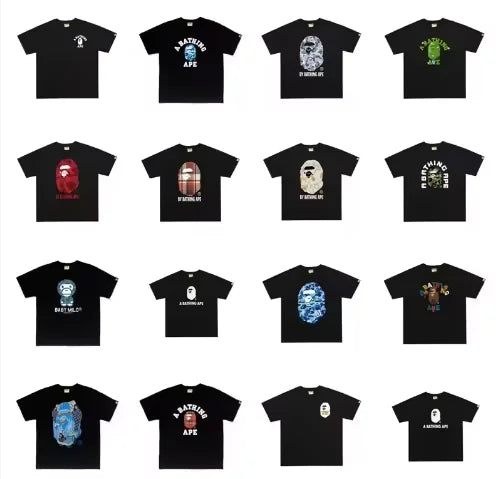 2026 1:1 High Version Ready Stock Letter Printing Bapees Tee Men Trendy PrintedApe Shirt Fashion Designer Bapees Shirt Hot Sell