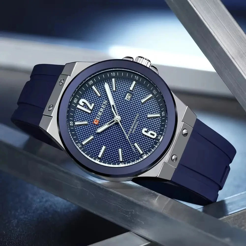 CURREN 8467 Male Luminous Night Light Japan Quartz Men Fashion Watch Waterproof Wristwatches Sports Silicone Strap Durable Clock