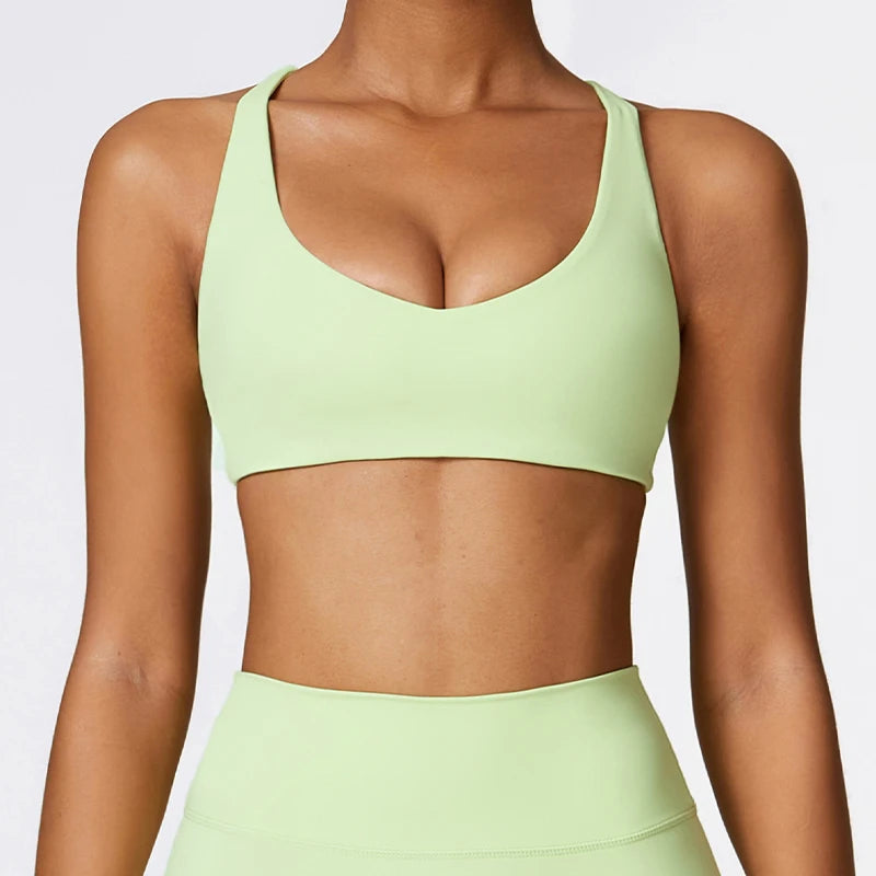 2024 New Running Shockproof Beauty Back Yoga Bra European and American Fitness Top High Strength Sports Underwear for Women