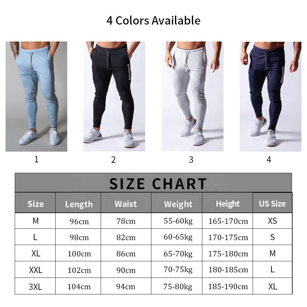 Men's Skinny Compression Pants With Zipper Pockets Workout Running Leggings Fitness Jogger Gym Trousers