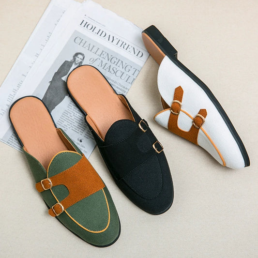 Men's Casual Mocassins Half Loafer Shoes Slippers for Men Flat Anti-Slippery Leisure Summer Fashion Mens Leather Loafers
