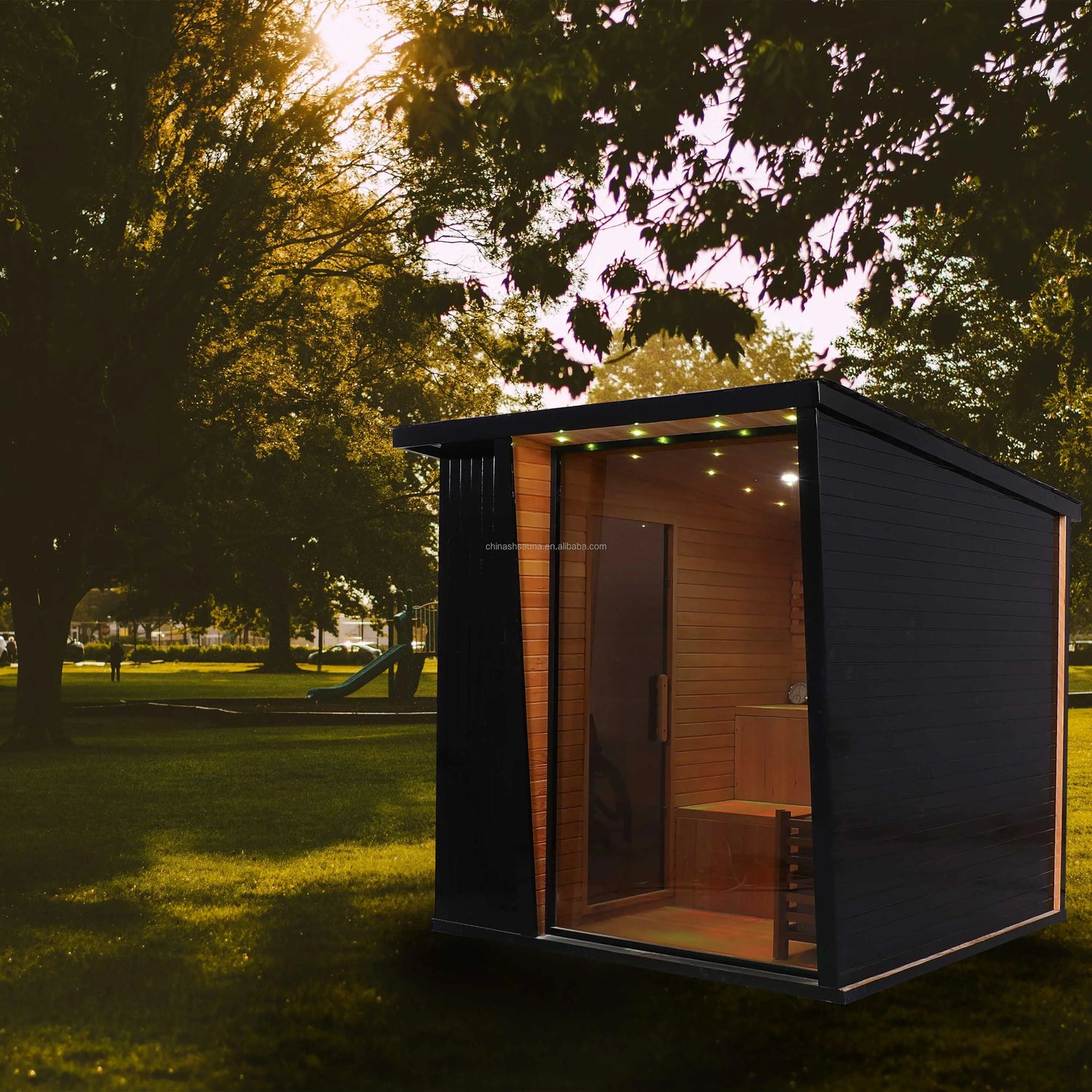 Professional-Grade Home Spa: Handcrafted Panoramic Sauna in Hemlock/Red Cedar | Efficient Heating System | Wholesale Pricing