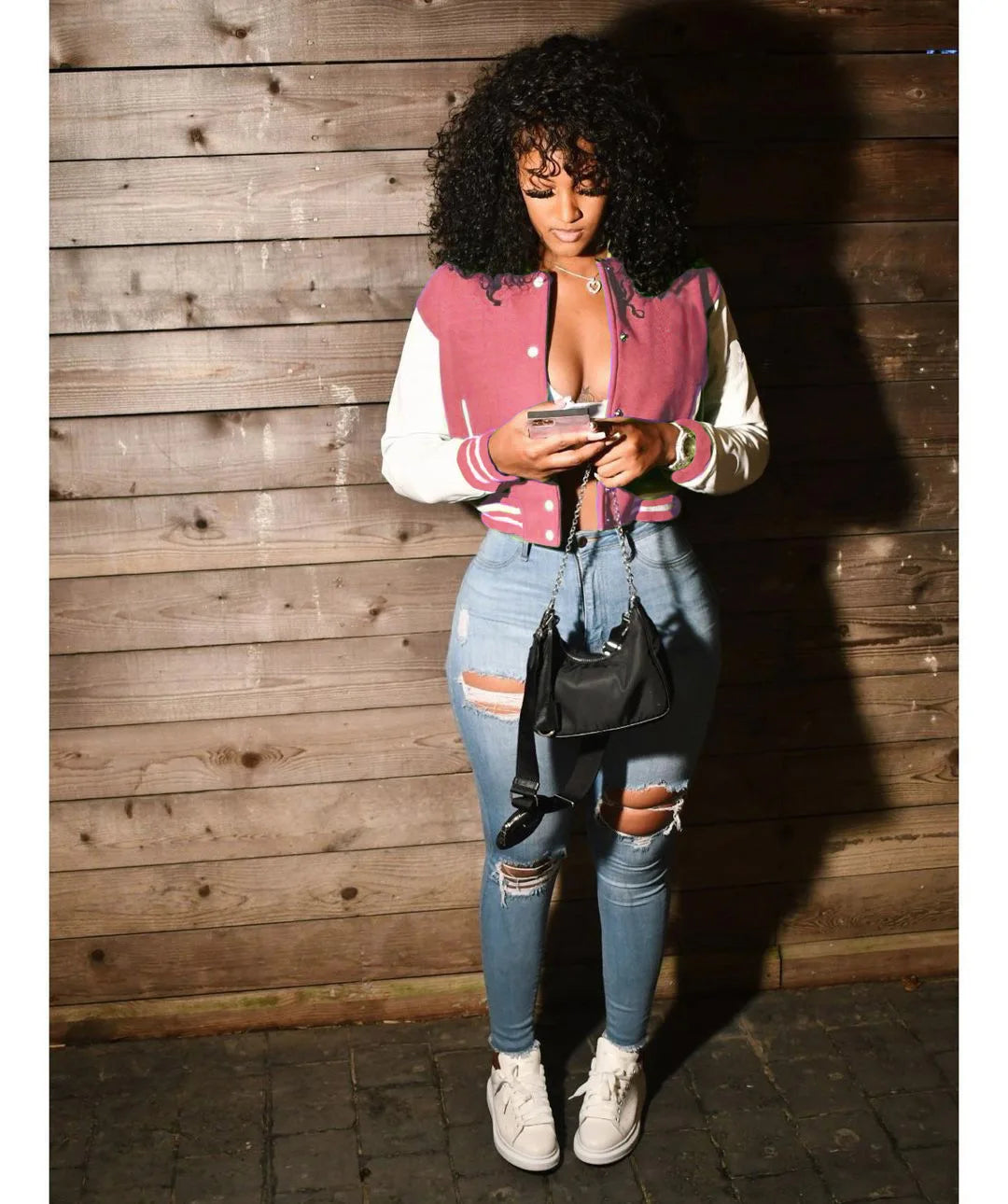 CM.YAYA 2024 Autumn Winter Patchwork Button Up Women Baseball Jackets Long Sleeve Elegant Sport Fashion Baseball Outcoat