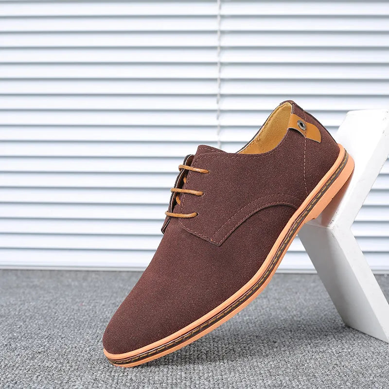 2022 Spring Suede Leather Men Shoes Oxford Casual Shoes Classic Sneakers Comfortable Footwear Dress Shoes Large Size Flats
