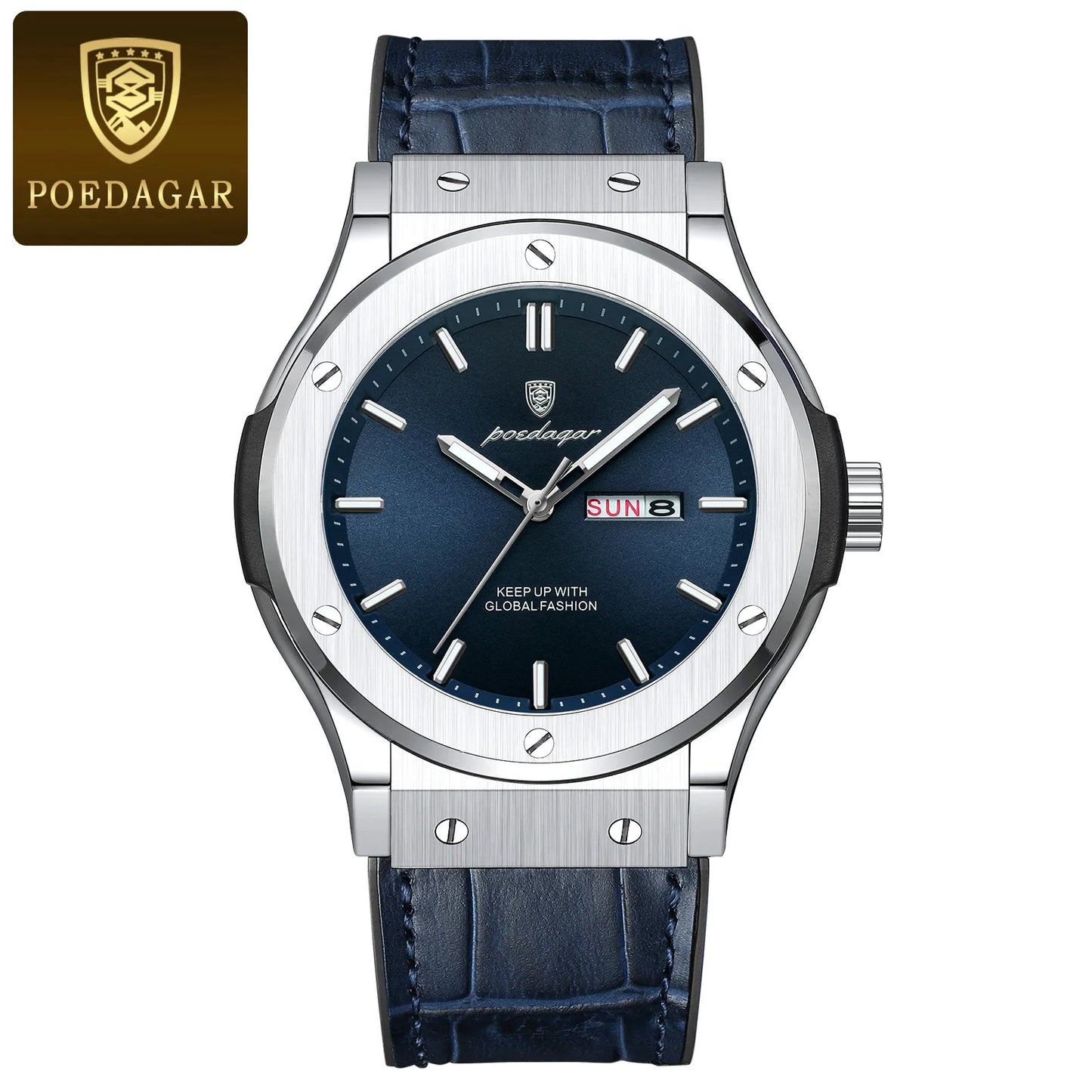 POEDAGAR 952 Brand Name Popular Man Quartz Watch clear Silicone Strap Waterproofing Week Display Simple Business Watch Supplier