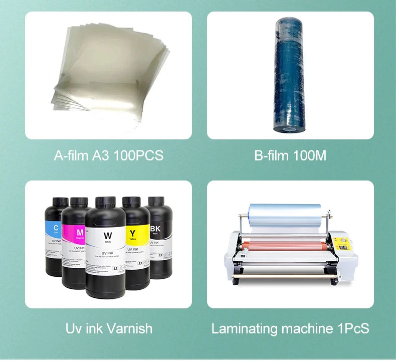 A3 A4 Multifunctional LED UV Flatbed Printer C+W+Varnish Phone Case, Glass,Cylinder Bottle Multi-layer Small UV Printer