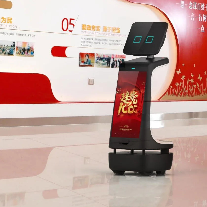 Reception Robot  Auto Navigation AI Robot for Office Advertising Reception Chat Communication Presentation Interact Guide Robot