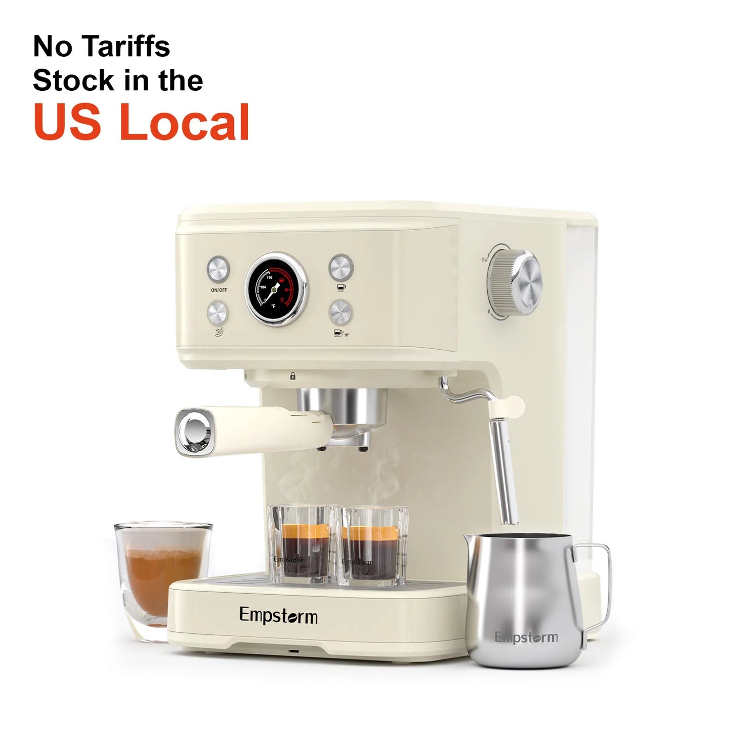 Empstorm 2 in 1 Capsule and Powder Semi-Automatic Coffee Machine Makes Espressos Lattes Cappuccinos for Office Home Hotel Use