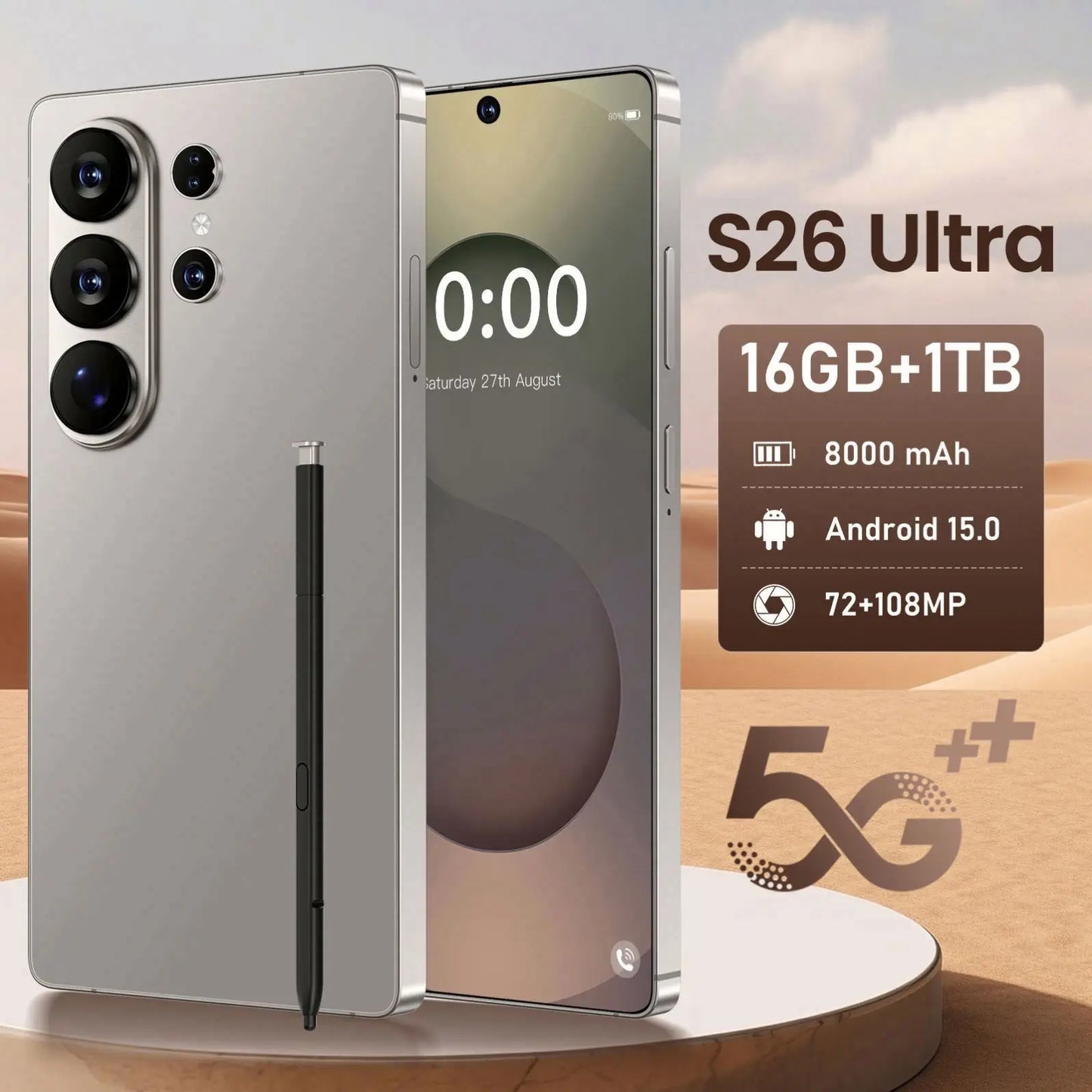 High Configuration S26 Ultra Smartphone 16GB+1TB Octa Core 108MP Camera 5G Dual SIM Global Mobile Phone