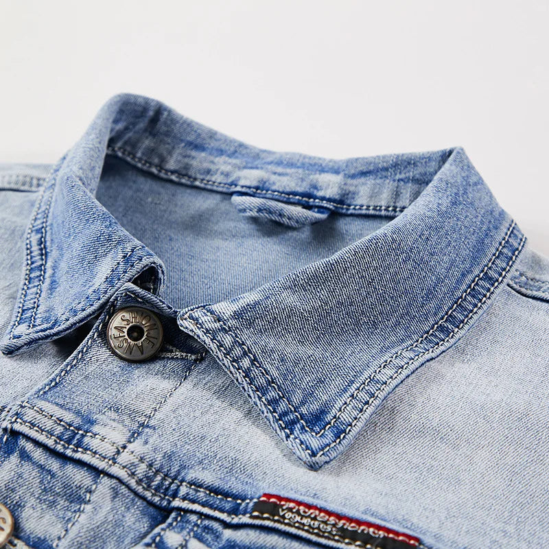 Two Piece Custom Jeans Suit Ensemble Jeans Washed Mens Winter Jacket Jeans Outerwear Denim Sets Men's Sets(old)