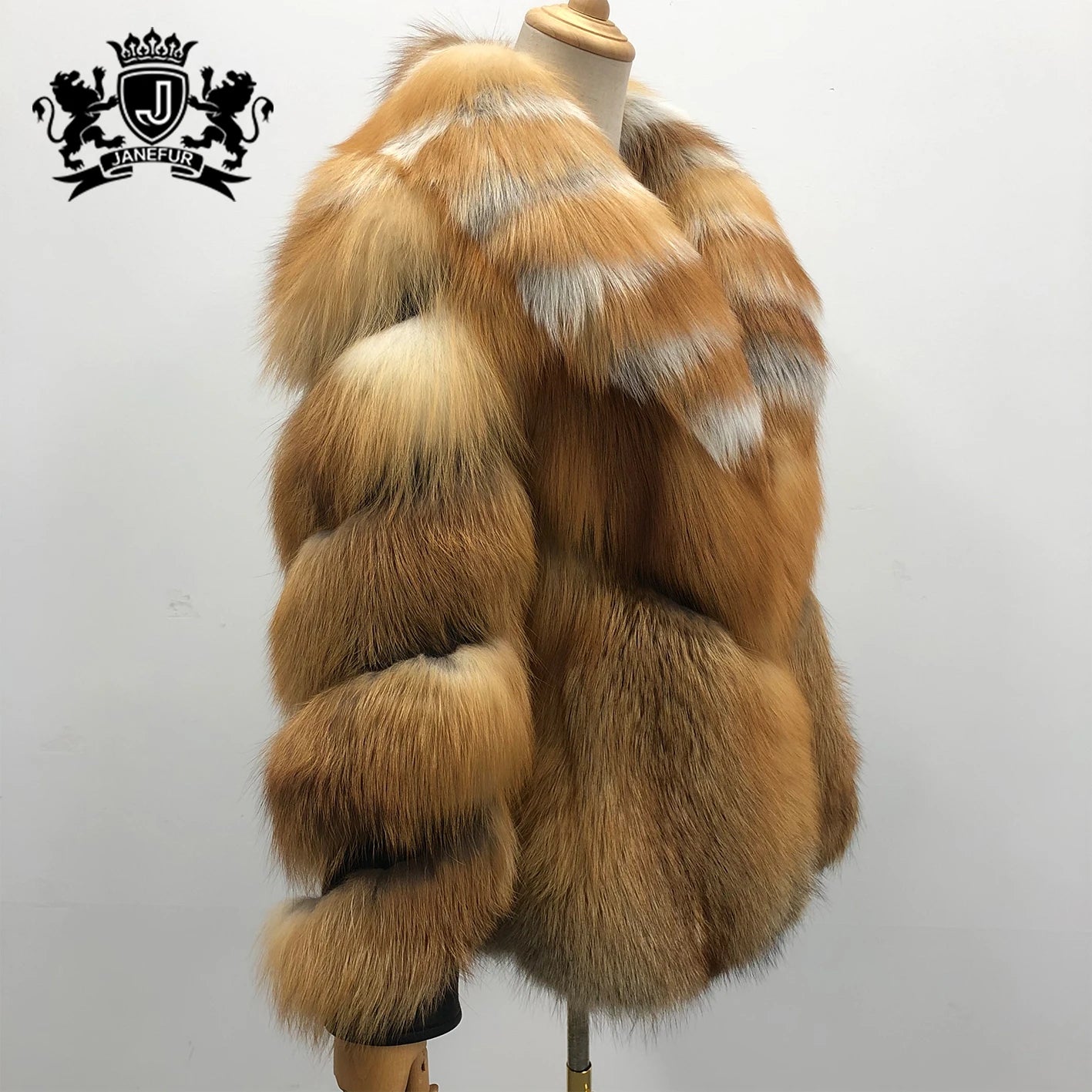 Janefur Fashion Warm Winter Full Pelt Red Fox Jacket for Women Thicken High Quality Genuine Real Fur Women Coat Red Fox Coat