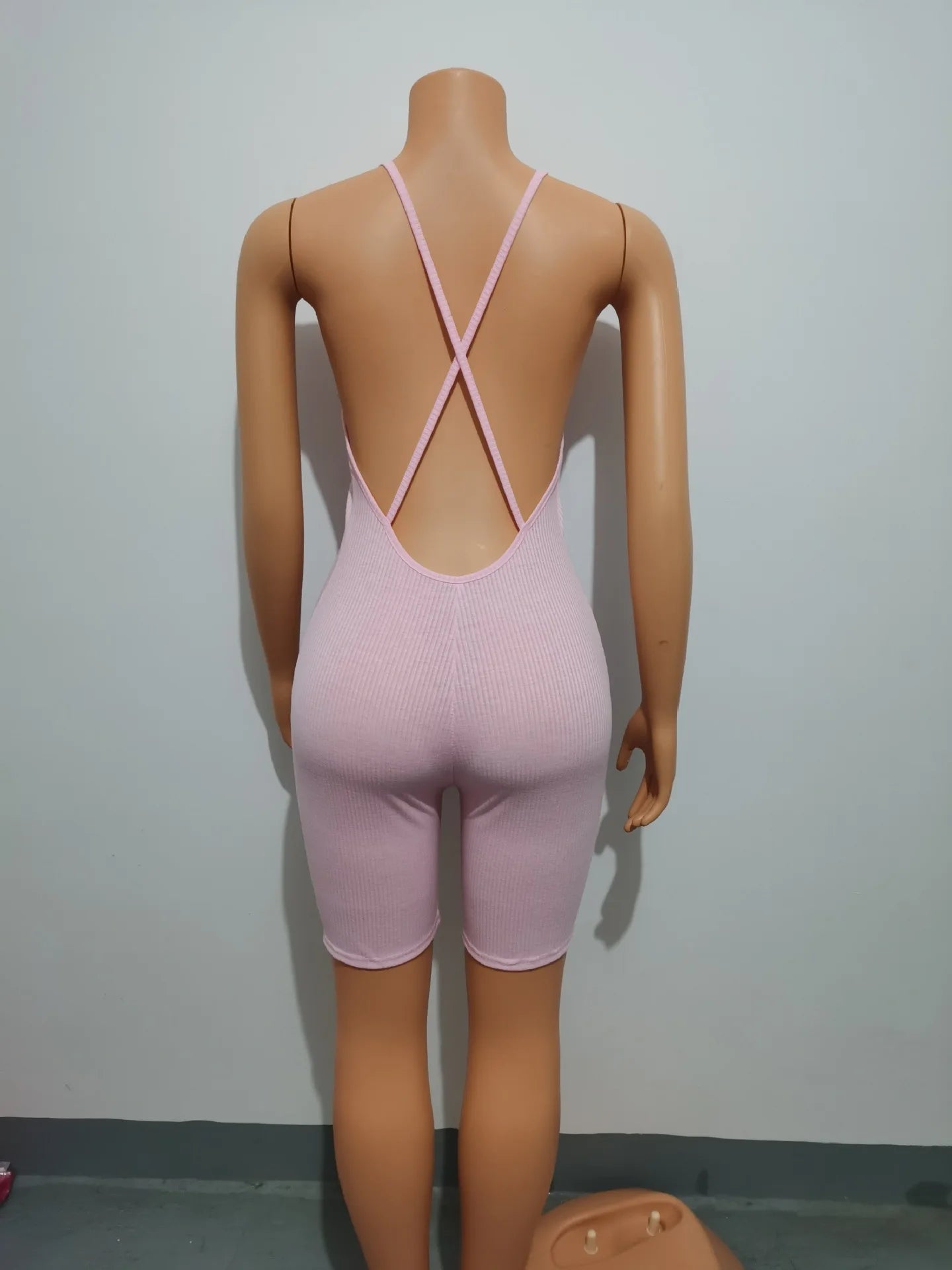 Fashion Bodycon Jumpsuits Sleeveless V Neck Rompers Club Wear Casual Elastic Overalls Ribbed Playsuit for Women