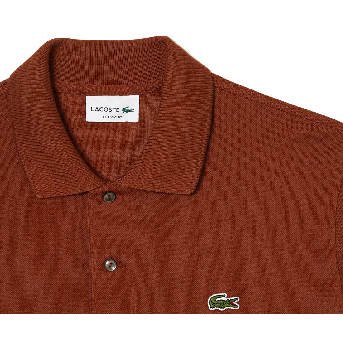 Lacoste Short Sleeved Ribbed Collar Mens Active Shirts & Tees Color: Brown | 100% Authentic