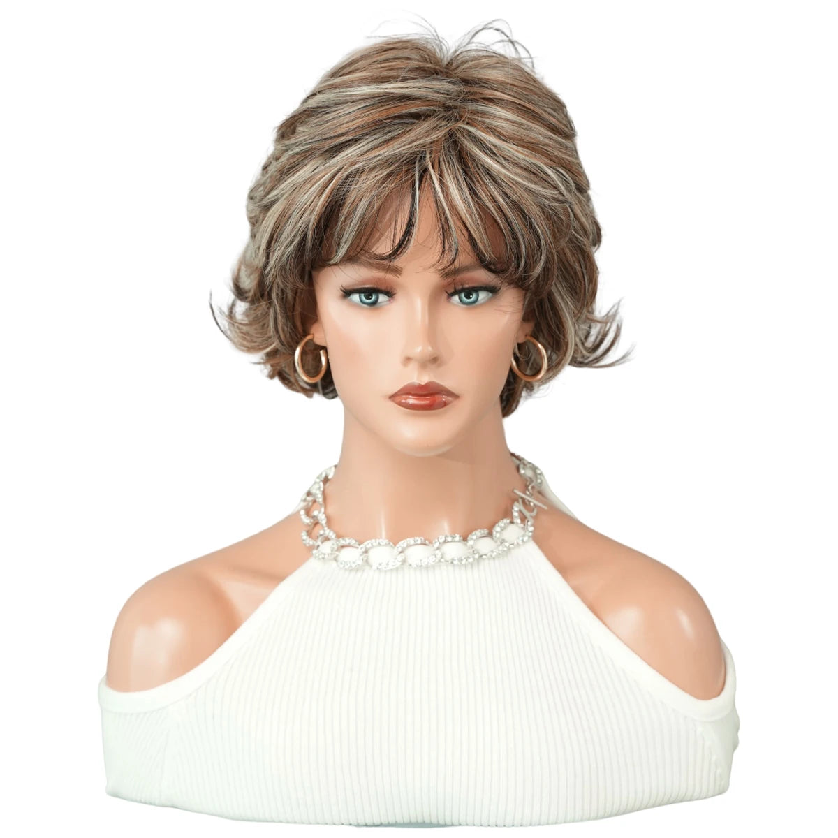 Pixie Cut Hair Wigs with Bangs Ombre Red Color Wigs Cute Natural Looking Short Black and Burgundy Layered Wavy Wigs for Women