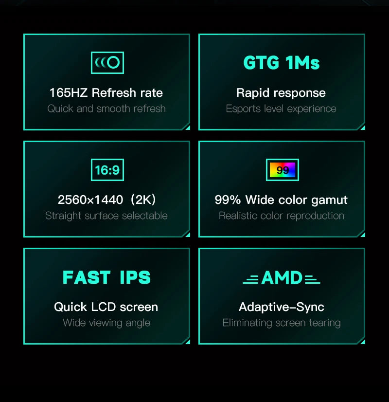 27 Inch QHD 2560 X 1440 HDR 1MS Response Curved Gaming Monitor 60Hz/165Hz 16:9 IPS Desktop PC Lcd Curved Monitor