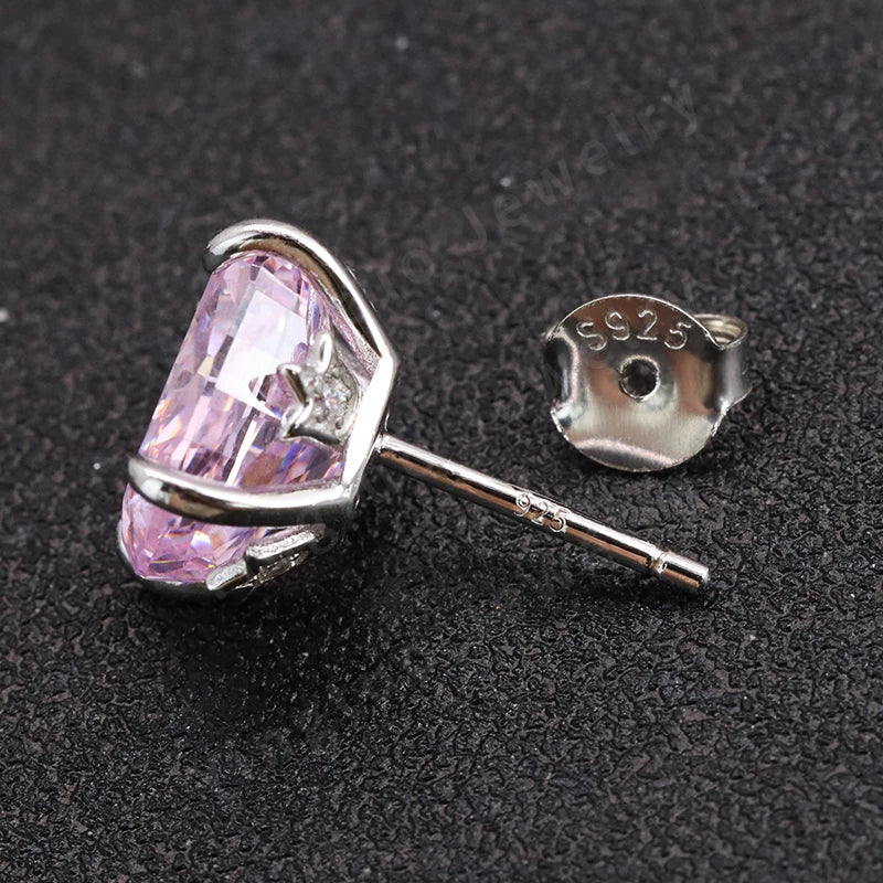 18K Gold Plated High-Carbon Diamond CZ 925 Silver Oval Stud Earrings Classic for Anniversaries Featuring Ice Crushed Cubic