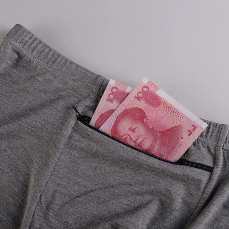 Plus Size 7XL Men's Theft-Proof Underwear Front Double Zipper Pocket Men Panties Modal Comfortable Breathable Sexy Boxer Shorts