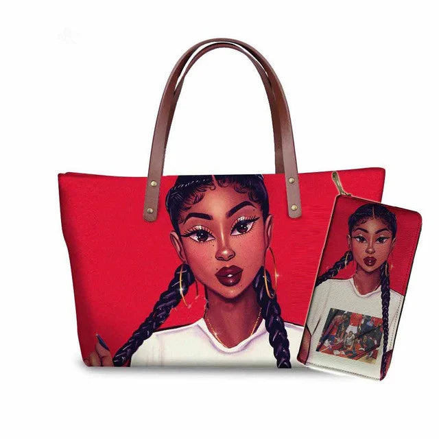 Top Seller Cheap Price Customize Design 2 Pcs Set African Print Women Shoulder Bag Handbag Fancy Beach Handbags for Women Luxury