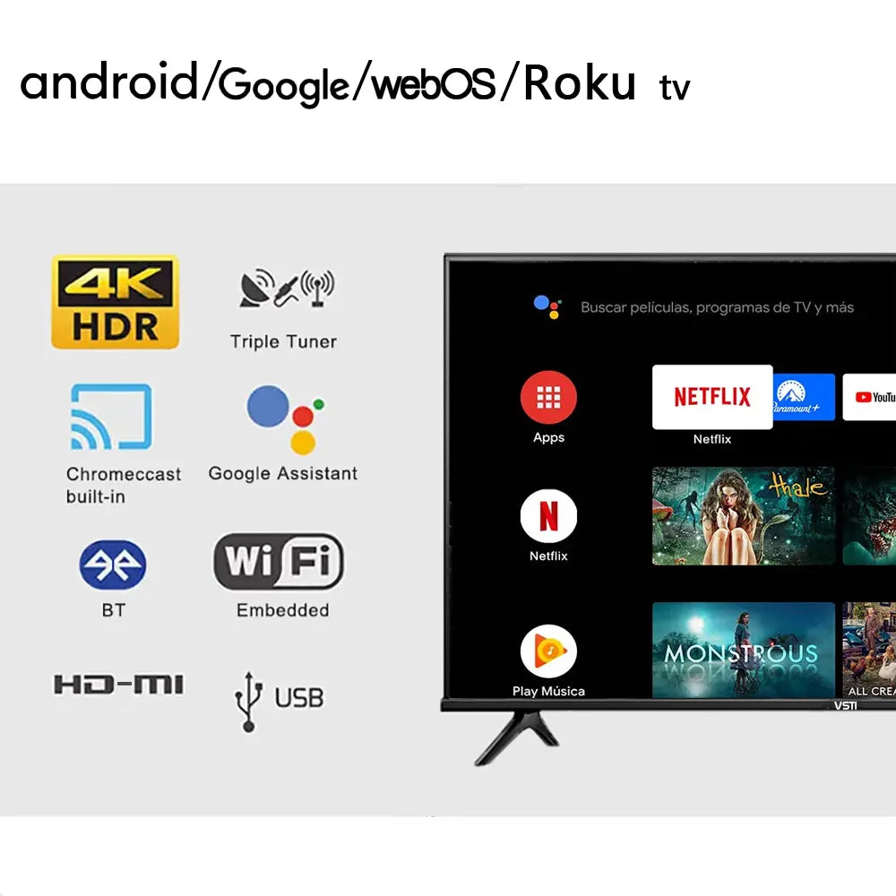 VSTI Smart TV 70 Inch LED High Quality 4k LED Android TV 55 65 75 85 Inches Support Customization