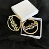 Personalised Double Color Nameplate Earring Stainless Steel Round Earrings Custom Butterfly Name Hoop
