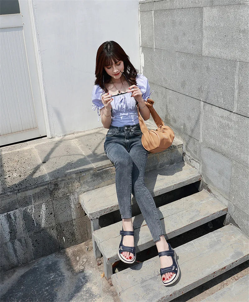 HOVINGE  Shoes Women Comfortable Sandals Ladies Slip-on Wedge Sandals Sports Beach Walk Shoes Summer Fashion Casual Shoes