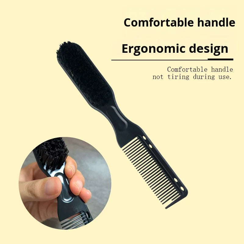 Custom Logo Barber Supplies Gold Twin Beard Comb & Brush Set with Nylon Bristles and Plastic Handle for Mens Grooming