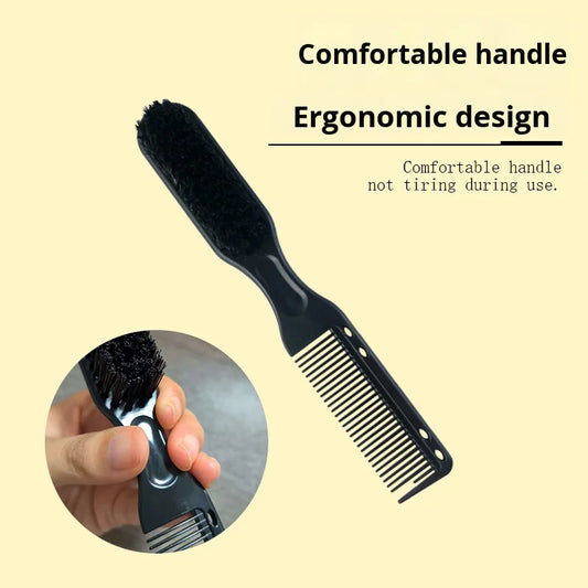 Custom Logo Barber Supplies Gold Twin Beard Comb & Brush Set with Nylon Bristles and Plastic Handle for Mens Grooming