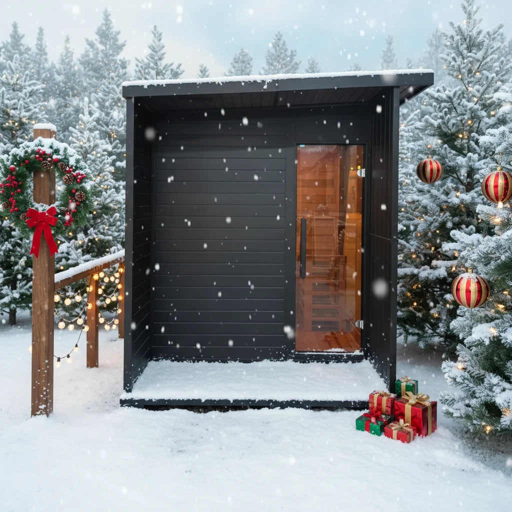 Luxury Outdoor Sauna Room Can Accommodate 4 People ,Outer Hemlock and Inner Red Cedar Accompanied by an Electric Heater