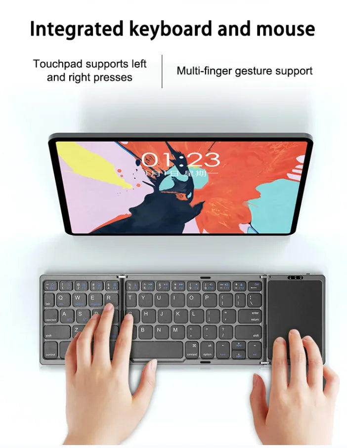 B089T Foldable BT Keyboard with Touchpad Numeric Keypad Travel Key Board for Windows Android Tablet Mini Bt Wireless Keyboard