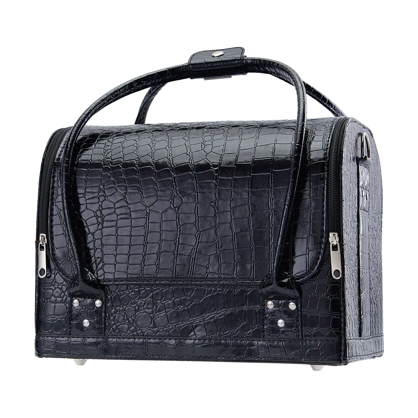 PU Leather Large Capacity Portable Makeup Travel Case Organizer Zipper Closure Luggage Cosmetic Trays Makeup Artist Suitcase