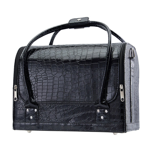 PU Leather Large Capacity Portable Makeup Travel Case Organizer Zipper Closure Luggage Cosmetic Trays Makeup Artist Suitcase