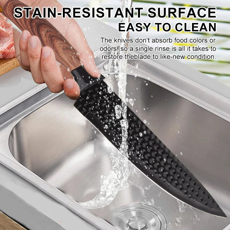 High Quality 9-Piece 3cr13 Stainless Steel Kitchen Knife Set With Wooden Handle Sharp Blade Slicing Knives for Home Restaurant