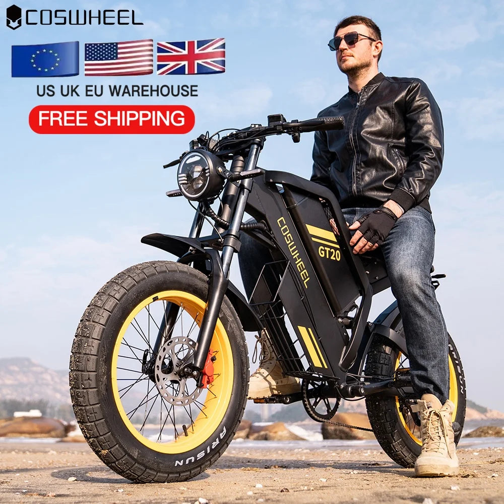 EU UK US Stock New Design Coswheel GT20 Retro E-Bike Electric Road Dirt Bike Fat Tire E Bike Fast Ebike Electric Mountain Bike