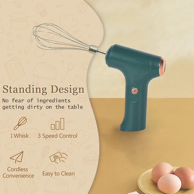 Electric Cordless Portable Plastic PP Automatic Push Button Immersion Hand Blender Whisk Cream Whipper 6 Blades Dessert Tools