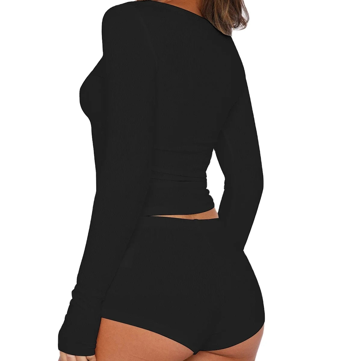 Women's Sets Loungewear Polyester 2piece Set Xl Women Clothing Long Sleeves Crop Top V-neck Tshirt and Pants Streetwear Wear