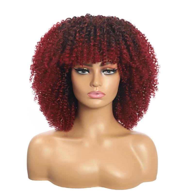 Afro Curly  Natural Color  Accept Customization Black Brown Blonde Short Hair Wig Synthetic for Black Women Synthetic Curly Wigs