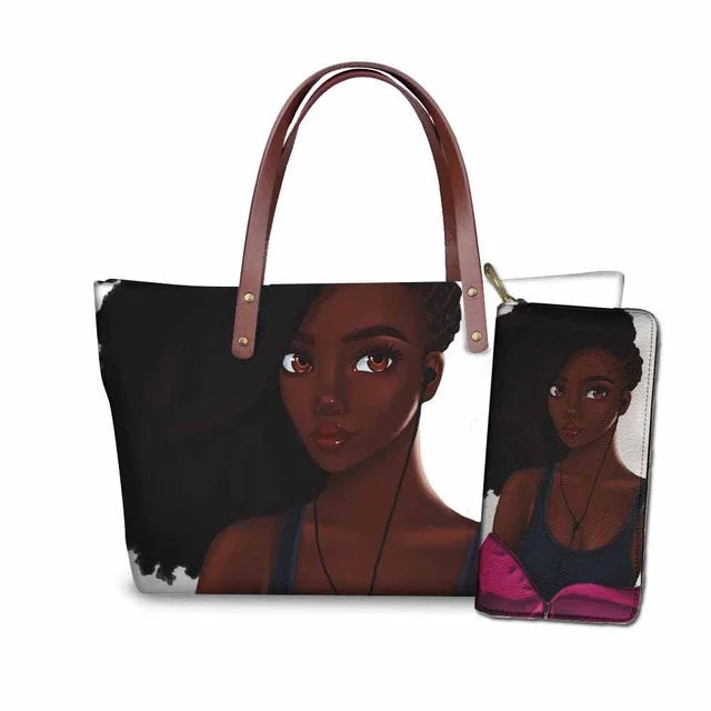 Top Seller Cheap Price Customize Design 2 Pcs Set African Print Women Shoulder Bag Handbag Fancy Beach Handbags for Women Luxury