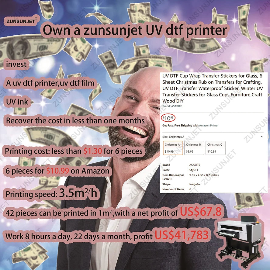 Automatic Small Uv-dtf Uvdtf A2 60*40 Uv Dtf Sticker Dtfuv Foil  Printer With Roll Laminator
