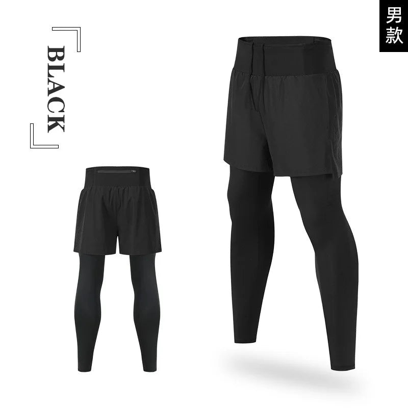 Custom Men's Breathable Quick Dry Gym Leggings Elastic Waist Compression Tights for Fitness Running Training Workout Solid